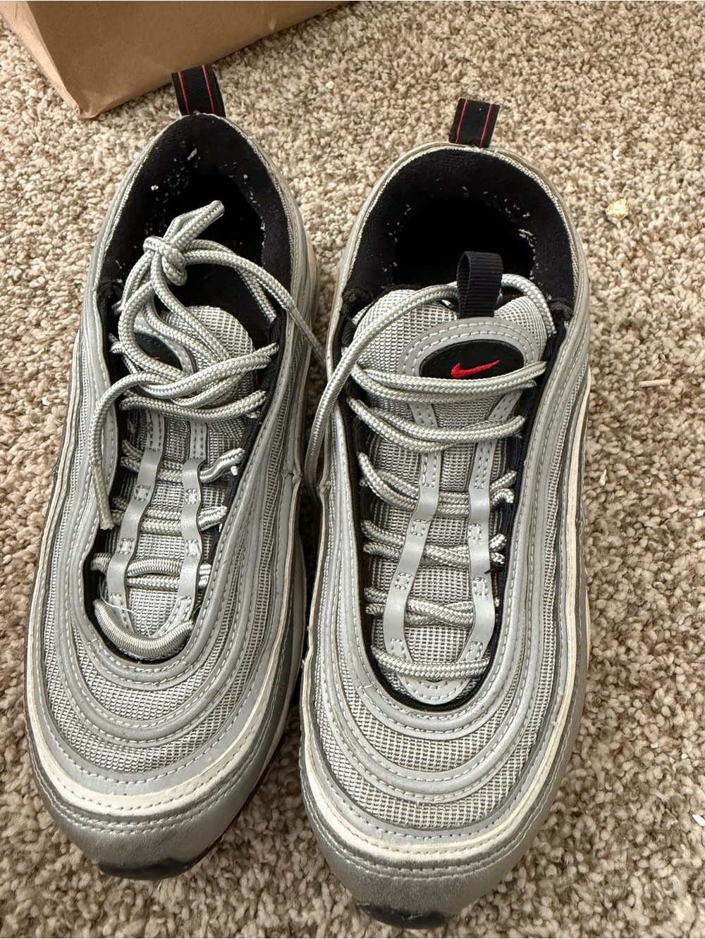 Nike Men’s Silver with Black & Red Accent Sneakers